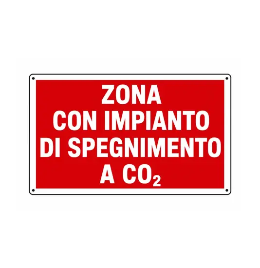 Cartello 'zona con impianto di spegnimento a CO2'