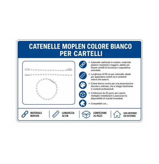 Catenelle moplen colore bianco per cartelli