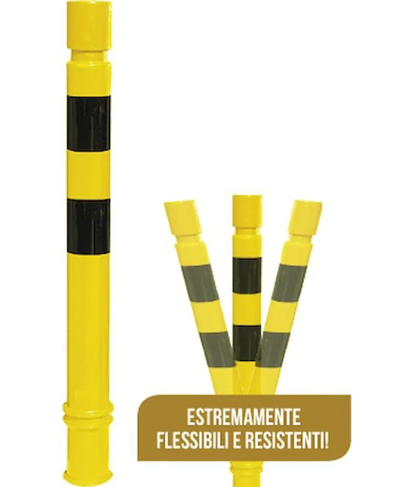 Colonnina segnaletica industriale flessibile., Estraibile - polietilene giallo a bande nere