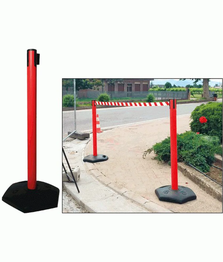 Colonnina tendinastro da esterno rossa Safe In, PVC colore rosso - sistema tendinastro autofrenante