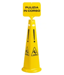 Cono segnaletico da pavimento abbinabile a catena o cartello