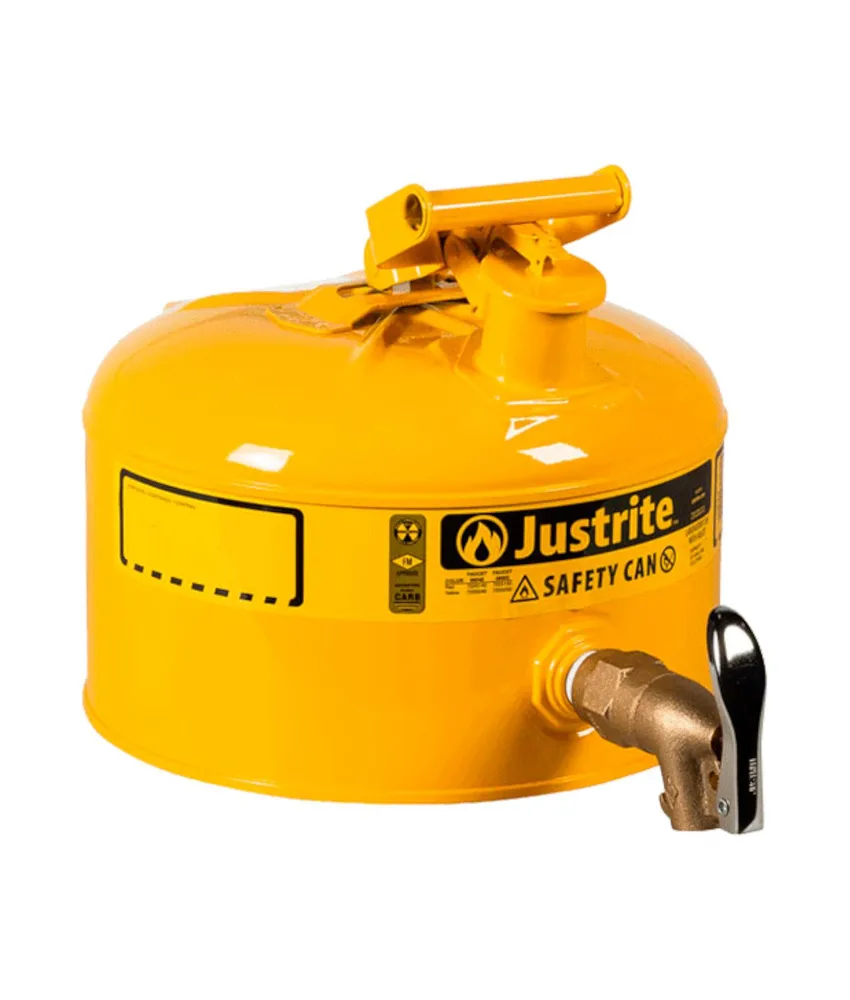Contenitore con rubinetto per spillatura Justrite, tipo 2 - rubinetto di riempimento con tappo autochiudente