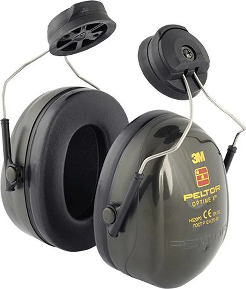 Cuffie antirumore per elmetto 3M PELTOR OPTIME II, SNR=30 - ampi auricolari per ambienti rumorosi