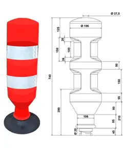 Delineatore stradale cilindrico in plastica