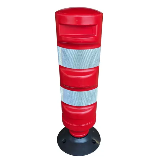 Delineatore stradale cilindrico in plastica