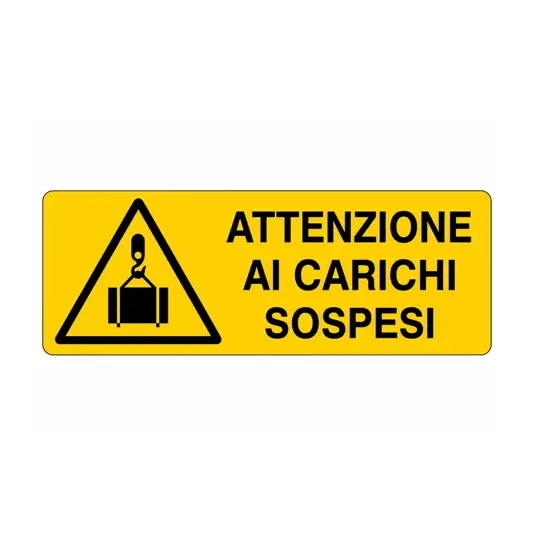etichette adesive 'attenzione ai carichi sospesi'