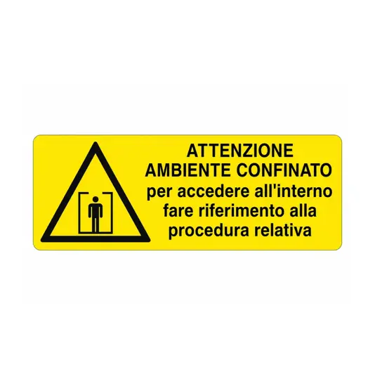 etichette adesive  attenzione ambiente confinato per accedere