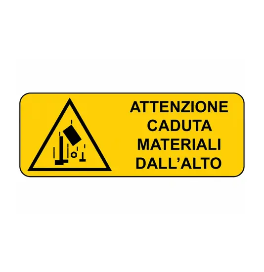 etichette adesive  attenzione caduta materiali dall'alto