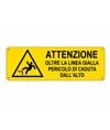 etichette adesive  attenzione oltre la linea gialla pericolo caduta