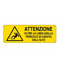 etichette adesive  attenzione oltre la linea gialla pericolo caduta