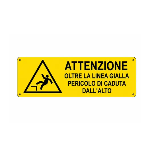 etichette adesive  attenzione oltre la linea gialla pericolo caduta