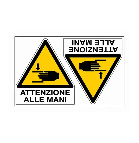 Etichette adesive 'Attenzioni mani'