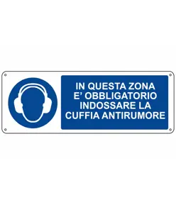 etichette adesive dimensioni 350x125mm  in questa zona è obbligatorio indossare la cuffia antirumore