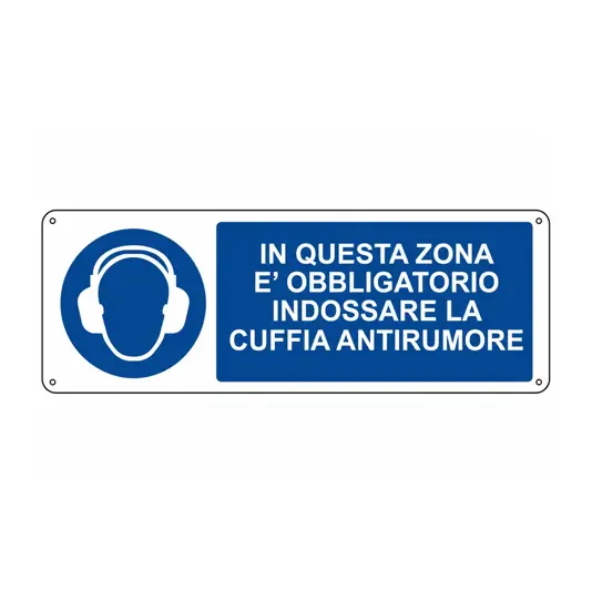 etichette adesive dimensioni 350x125mm  in questa zona è obbligatorio indossare la cuffia antirumore