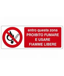 etichette adesive 'entro questa zona proibito fumare e usare fiamme libere'