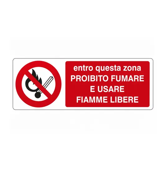 etichette adesive 'entro questa zona proibito fumare e usare fiamme libere'