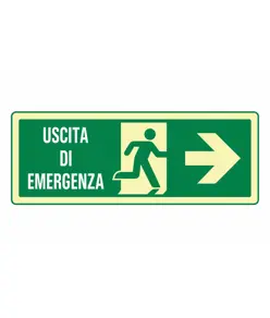 Etichette adesive fotoluminescenti uscita emergenza a destra