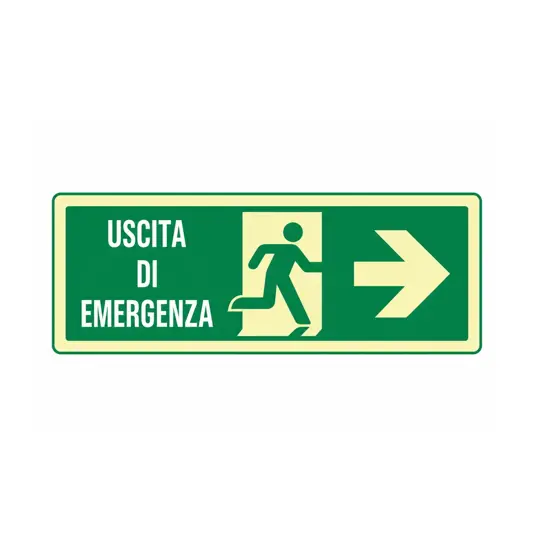 Etichette adesive fotoluminescenti uscita emergenza a destra