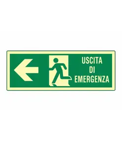 Etichette adesive fotoluminescenti uscita emergenza a sinistra