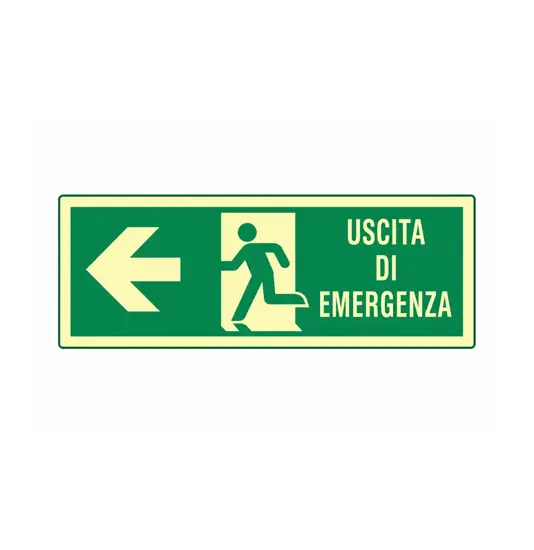 Etichette adesive fotoluminescenti uscita emergenza a sinistra