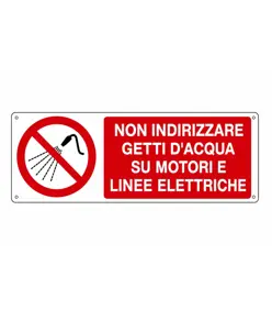 etichette adesive  non indirizzare getti d'acqua su motori e linee elettriche