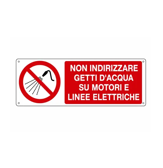 etichette adesive  non indirizzare getti d'acqua su motori e linee elettriche