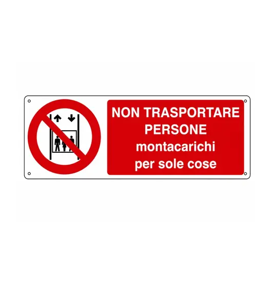 etichette adesive 'non trasportare persone, montacarichi per sole cose'