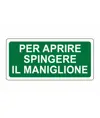 etichette adesive 'per aprire spingere il maniglione'