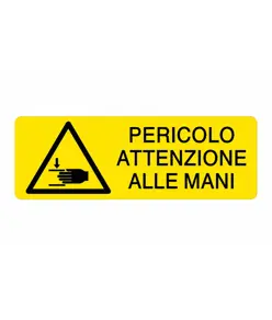 etichette adesive  pericolo attenzione alle mani