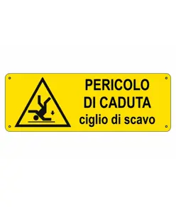 etichette adesive  pericolo di caduta ciglio di scavo