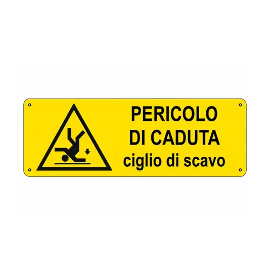 etichette adesive  pericolo di caduta ciglio di scavo