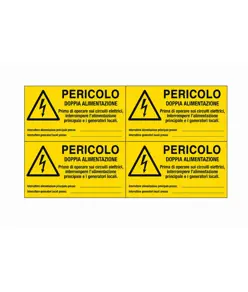 etichette adesive  'Pericolo doppia alimentazione'