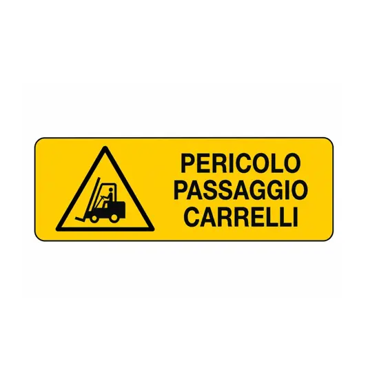 etichette adesive  pericolo passaggio carrelli