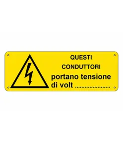 etichette adesive 'questi conduttori portano tensione di volt___'