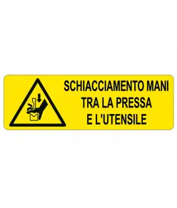 etichette adesive  schiacciamento mani tra la pressa e l'utensile