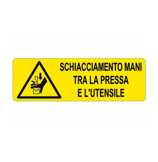 etichette adesive  schiacciamento mani tra la pressa e l'utensile