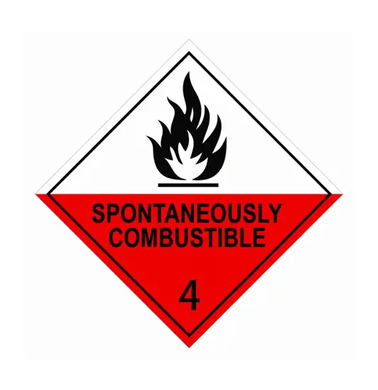 etichette adesive  spontaneously combustible