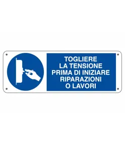etichette adesive 'togliere tensione prima di iniziare riparazioni o lavori'