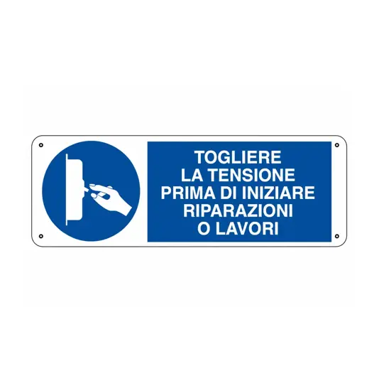 etichette adesive 'togliere tensione prima di iniziare riparazioni o lavori'
