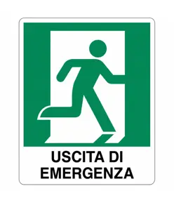 etichette adesive "uscita di emergenza a destra" con scritta