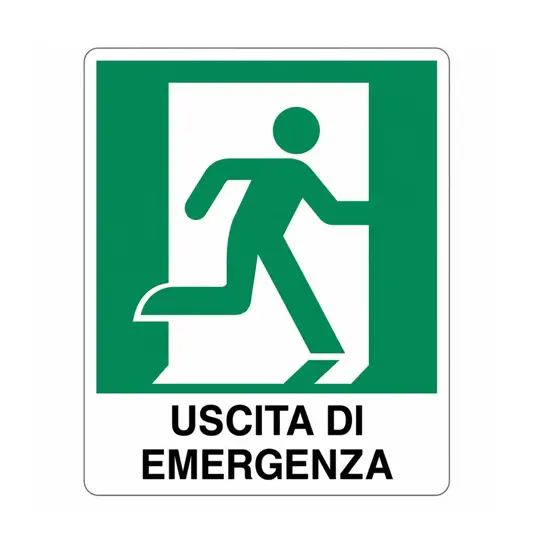 etichette adesive "uscita di emergenza a destra" con scritta