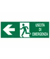 etichette adesive 'uscita di emergenza a sinistra' con simbolo e scritta