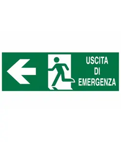 etichette adesive 'uscita di emergenza a sinistra' con simbolo e scritta