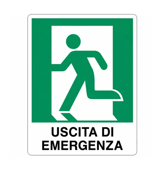 etichette adesive 'uscita di emergenza a sinistra'
