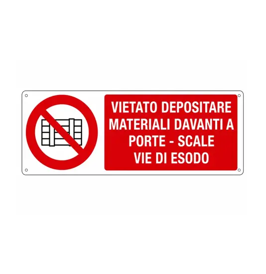etichette adesive 'vietato depositare materiali davanti a porte - scale vie di esodo'