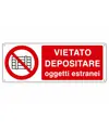 etichette adesive 'vietato depositare oggetti estranei', dimensioni 350 x 125mm