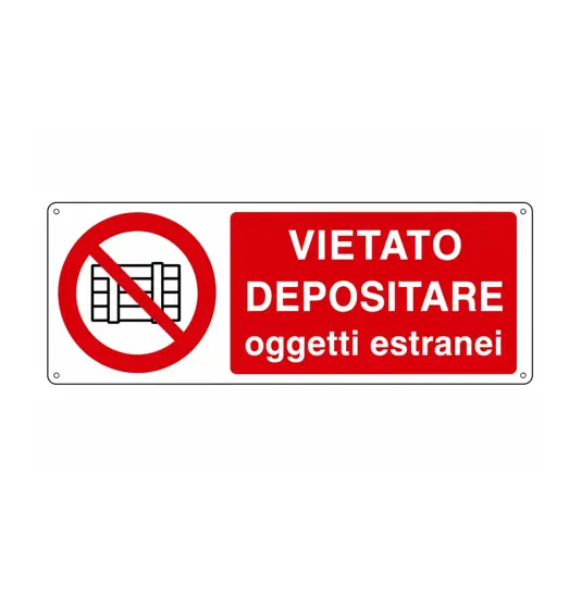 etichette adesive 'vietato depositare oggetti estranei', dimensioni 350 x 125mm