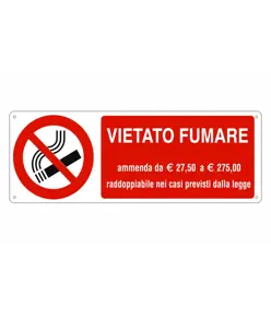 etichette adesive  vietato fumare ammenda da € 27,50 a € 275,00
