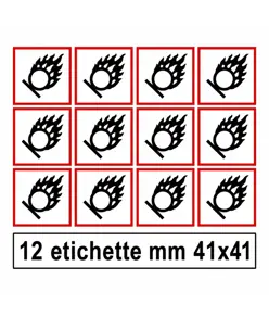 Etichette autoadesive  'comburente'. Dim. Varie