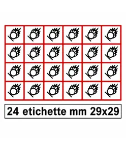 Etichette autoadesive  'comburente'. Dim. Varie